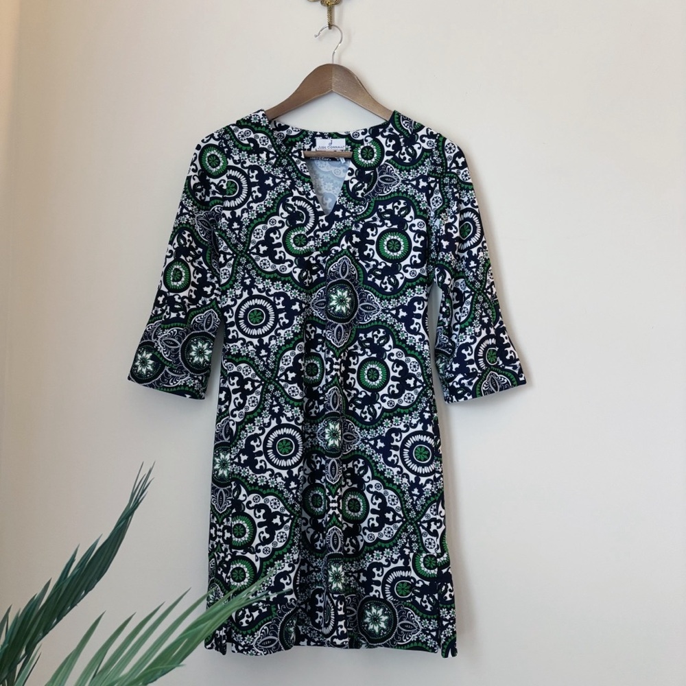 Jude Connally Blue Green Medallion Print Megan Tunic Dress XS